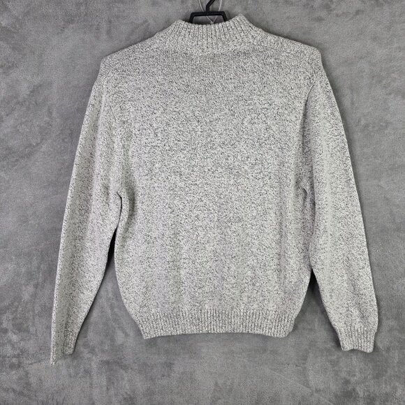Mens Chaps Gray 1/2 Zip Knit Sweater Ribbed Cuffs & Hem Cotton Blend Size XL - Picture 4 of 7